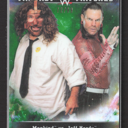 2020 Topps WWE Fully Loaded Fantasy Matches Mankind Jeff Hardy #FM-15 Green /99