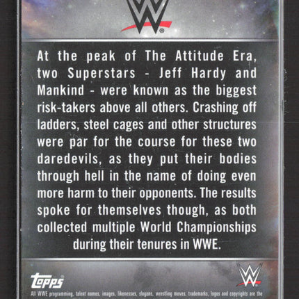 2020 Topps WWE Fully Loaded Fantasy Matches Mankind Jeff Hardy #FM-15 Green /99