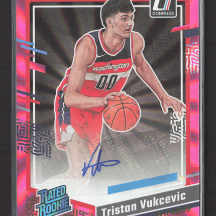 2023 Panini Donruss Basketball Tristan Vukcevic #257 Pink Laser Auto
