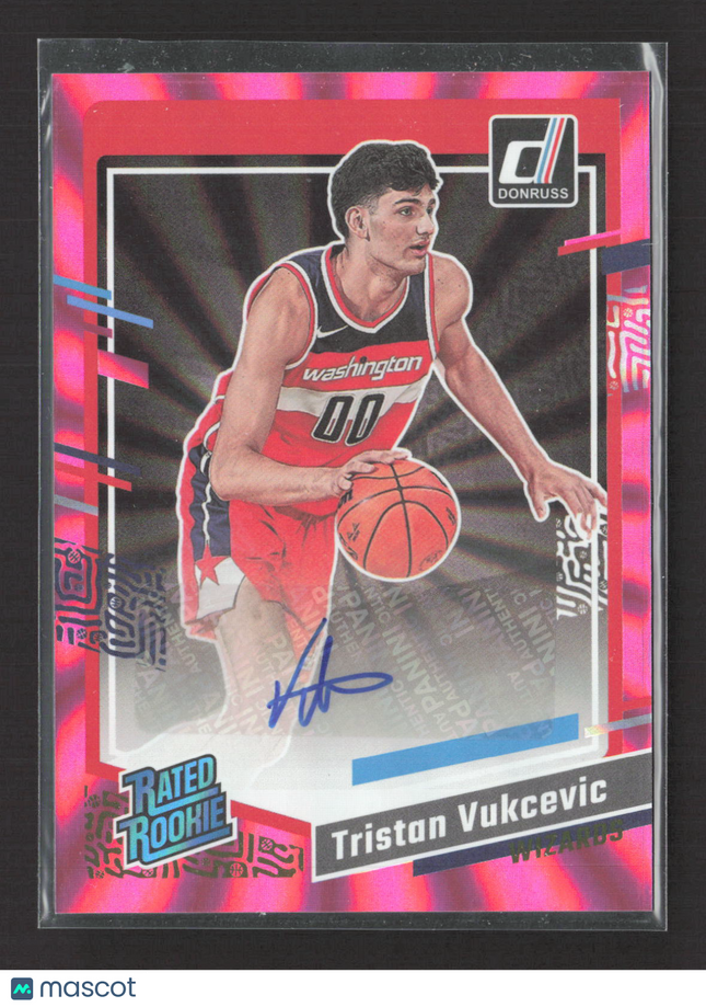 2023 Panini Donruss Basketball Tristan Vukcevic #257 Pink Laser Auto
