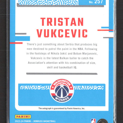 2023 Panini Donruss Basketball Tristan Vukcevic #257 Pink Laser Auto