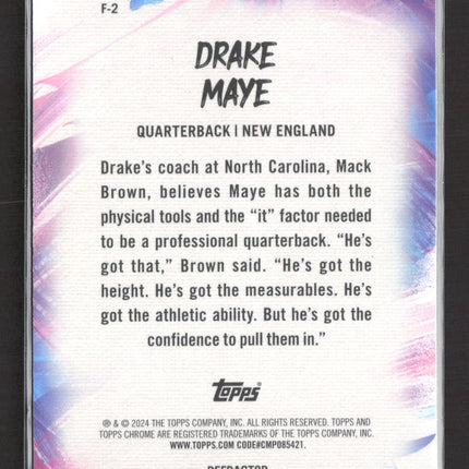 2024 Topps Chrome Finesse Drake Maye #F-2 Refractor RC