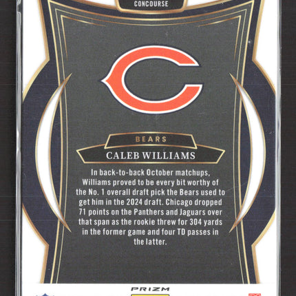 2025 Panini Select Prizm Concourse Caleb Williams #25 RC Red Yellow Shock
