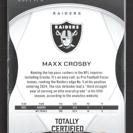 2025 Panini Totally Certified Maxx Crosby #47 Red 092/175