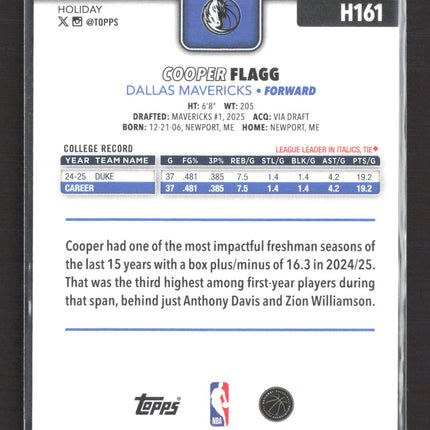 2025 Topps Holiday Cooper Flagg #H161 RC