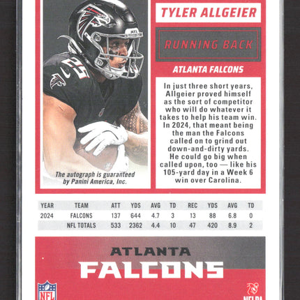2025 Panini Score Football Tyler Allgeier #56 Green Auto