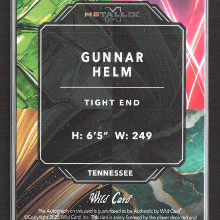 2025 Wild Card Metallix First Look Gunnar Helm #PWMFA-GH 1/1 Auto