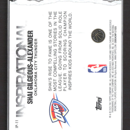 2025 Topps Chrome Inspirational Shai Gilgeous-Alexander Gold Refractor 39/50
