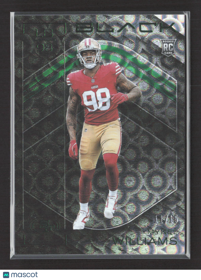 2025 Panini Black Mykel Williams #140 RC 11/15 Emerald