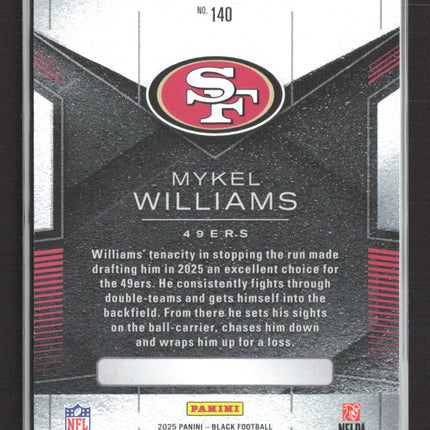 2025 Panini Black Mykel Williams #140 RC 11/15 Emerald