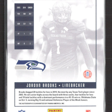 2020 Panini Luminance Football Jordyn Brooks #124 RC 258/299 Auto