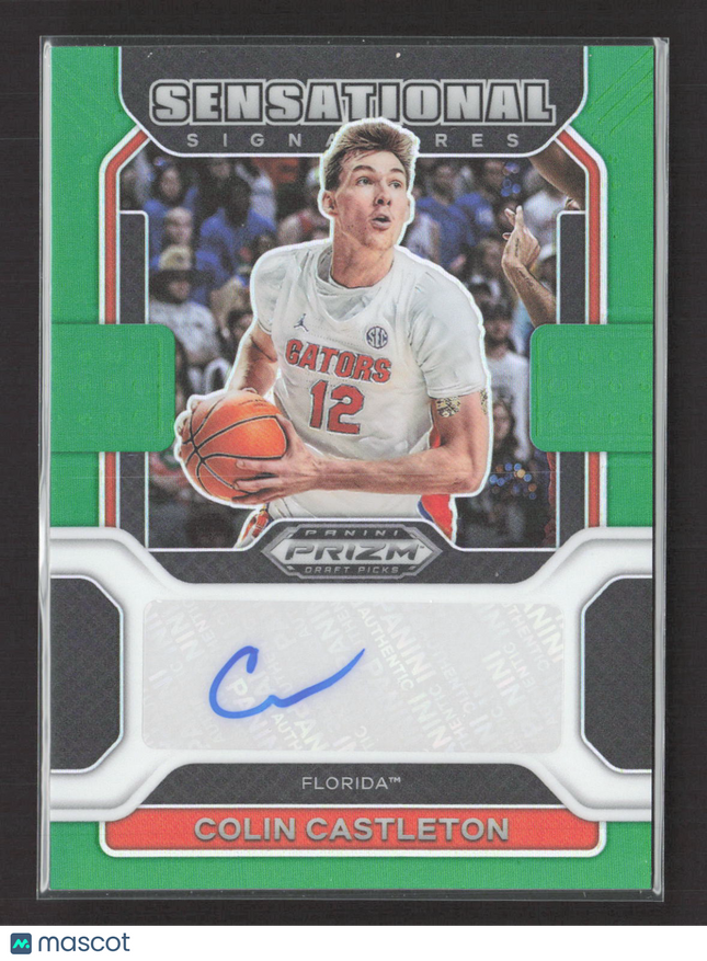 2022 Panini Prizm Draft Picks Sensational Colin Castleton #SS-CCA Green Auto