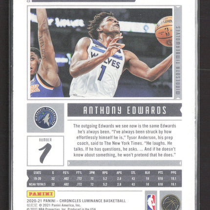 2020 Panini Chronicles Luminance Anthony Edwards #143 Rc