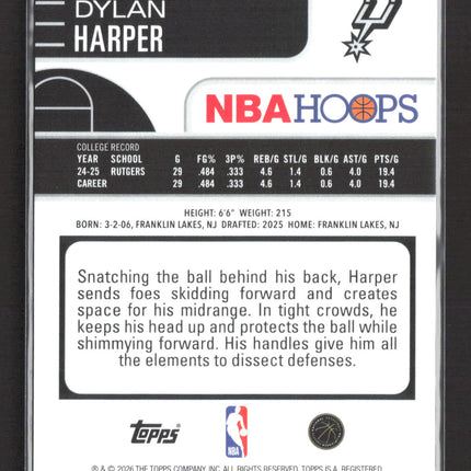 2026 Topps NBA Hoops Dylan Harper #7 RC Foil