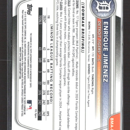 2025 Topps Bowman Chrome Enrique Jimenez #BMA-EJ Mojo Refractor Auto