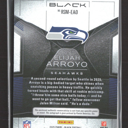 2025 Panini Black Football Elijah Arroyo #RSM-EAO Dual Patch RC Auto