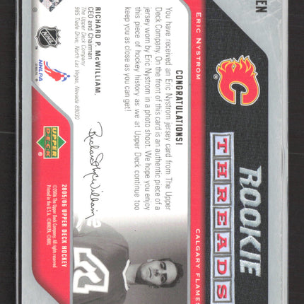 2006 Upper Deck Rookie Threads Eric Nystrom #RT-EN Memorabilia Jersey