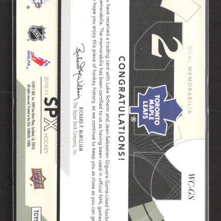2011 UD SPx Winning Combos Luke Schenn Jean-Sebastien Giguere #WC-GS Jersey