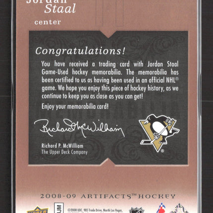 2008 Upper Deck Artifacts Treasured Swatches Jordan Staal #TSD-JS 065/199 Jersey