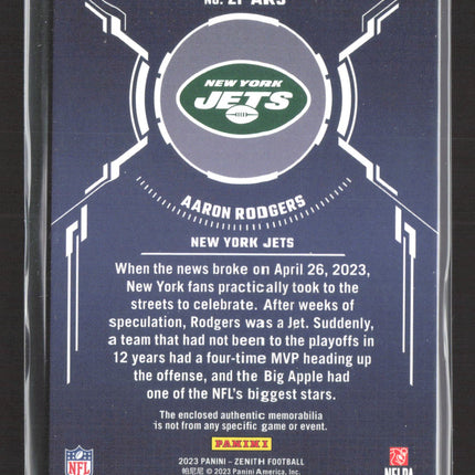 2023 Panini Zenith Football Zoned In Aaron Rodgers #ZI-ARS Jersey Patch /50