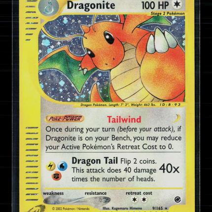 Pokemon 2002 Expedition Base Set Dragonite #9/165
