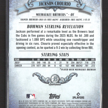 2026 Bowman Sterling Revelation Jackson Chourio #BST-1