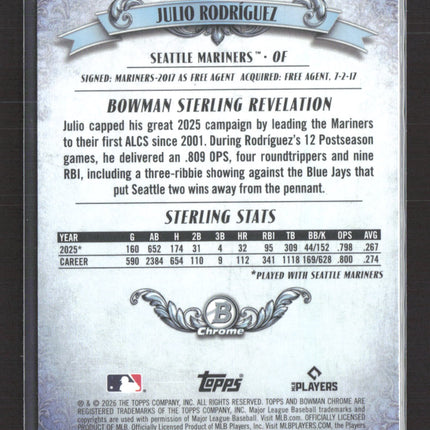 2026 Topps Bowman Sterling Chrome Revelation Julio Rodríguez #BST-3