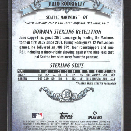 2026 Topps Bowman Sterling Chrome Revelation Julio Rodríguez #BST-3