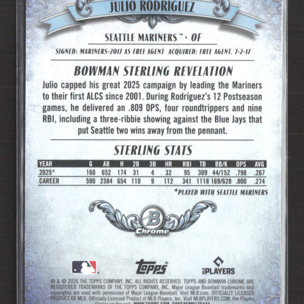 2026 Bowman Sterling Chrome Revelation Julio Rodríguez #BST-3