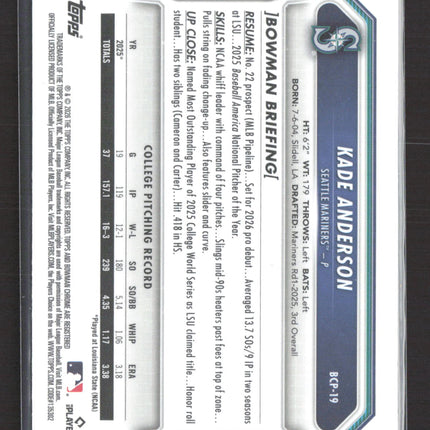 2026 Topps Bowman Chrome Kade Anderson #BCP-19