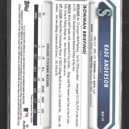 2026 Bowman Chrome Kade Anderson #BCP-19