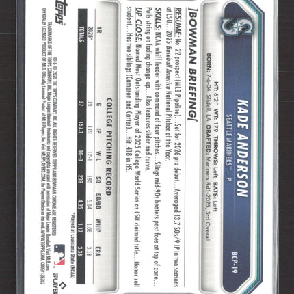 2026 Bowman Chrome Kade Anderson #BCP-19