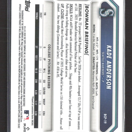 2026 Bowman Chrome Kade Anderson #BCP-19