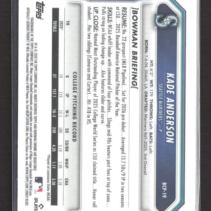 2026 Bowman Chrome Kade Anderson #BCP-19