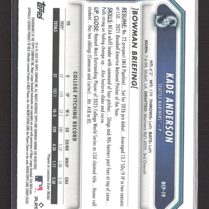 2026 Topps Bowman Chrome Kade Anderson #BCP-19