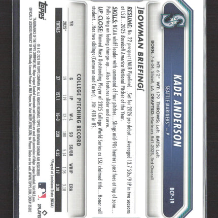 2026 Bowman Chrome Kade Anderson #BCP-19