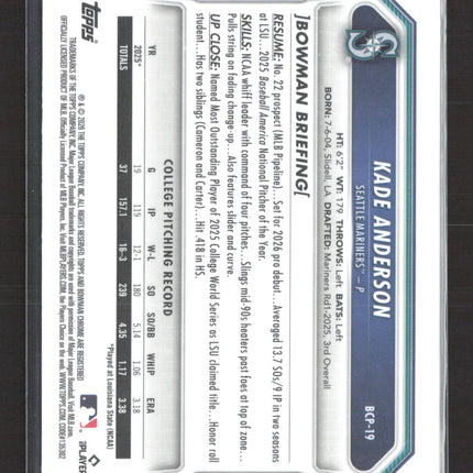 2026 Bowman Chrome Kade Anderson #BCP-19