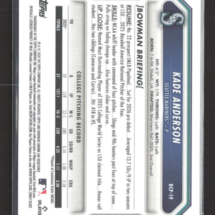 2026 Topps Bowman Chrome Kade Anderson #BCP-19