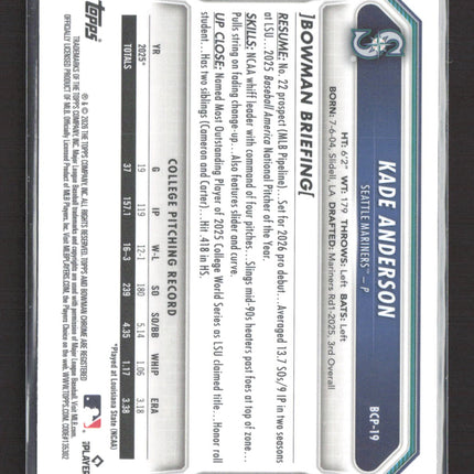 2026 Bowman Chrome Kade Anderson #BCP-19