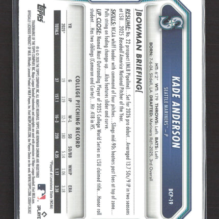 2026 Bowman Chrome Kade Anderson #BCP-19