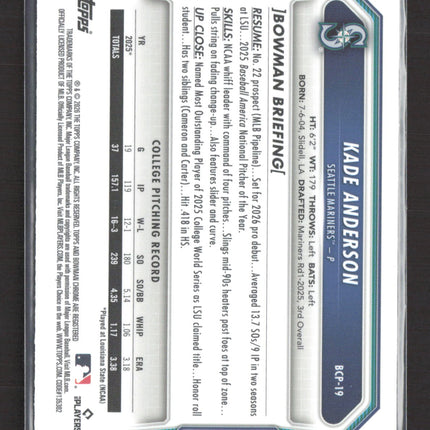 2026 Bowman Chrome Kade Anderson #BCP-19
