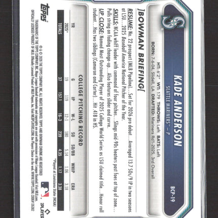 2026 Bowman Chrome Kade Anderson #BCP-19