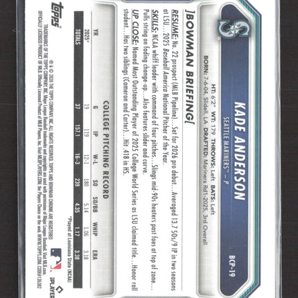 2026 Bowman Chrome Kade Anderson #BCP-19