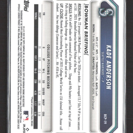 2026 Bowman Chrome Kade Anderson #BCP-19