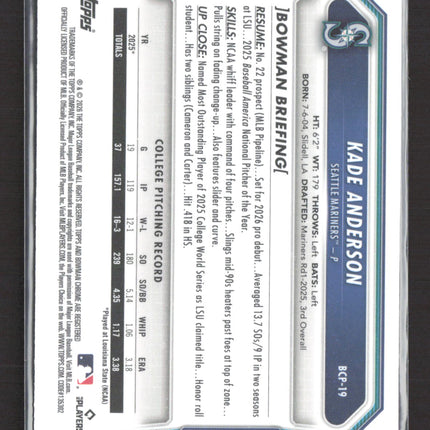 2026 Bowman Chrome Kade Anderson #BCP-19