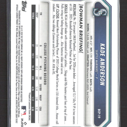 2026 Bowman Chrome Kade Anderson #BCP-19