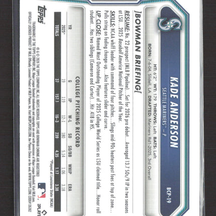 2026 Bowman Chrome Kade Anderson #BCP-19