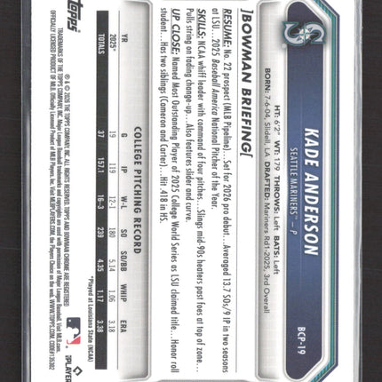 2026 Bowman Chrome Kade Anderson #BCP-19