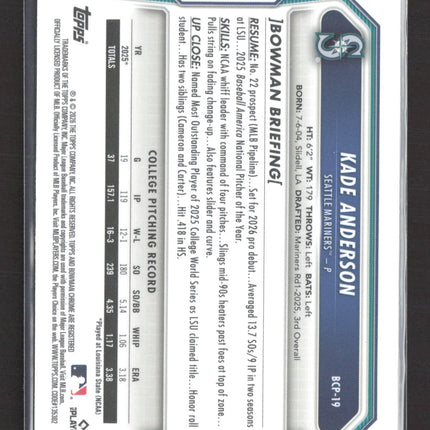 2026 Bowman Chrome Kade Anderson #BCP-19