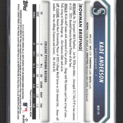 2026 Bowman Chrome Kade Anderson #BCP-19